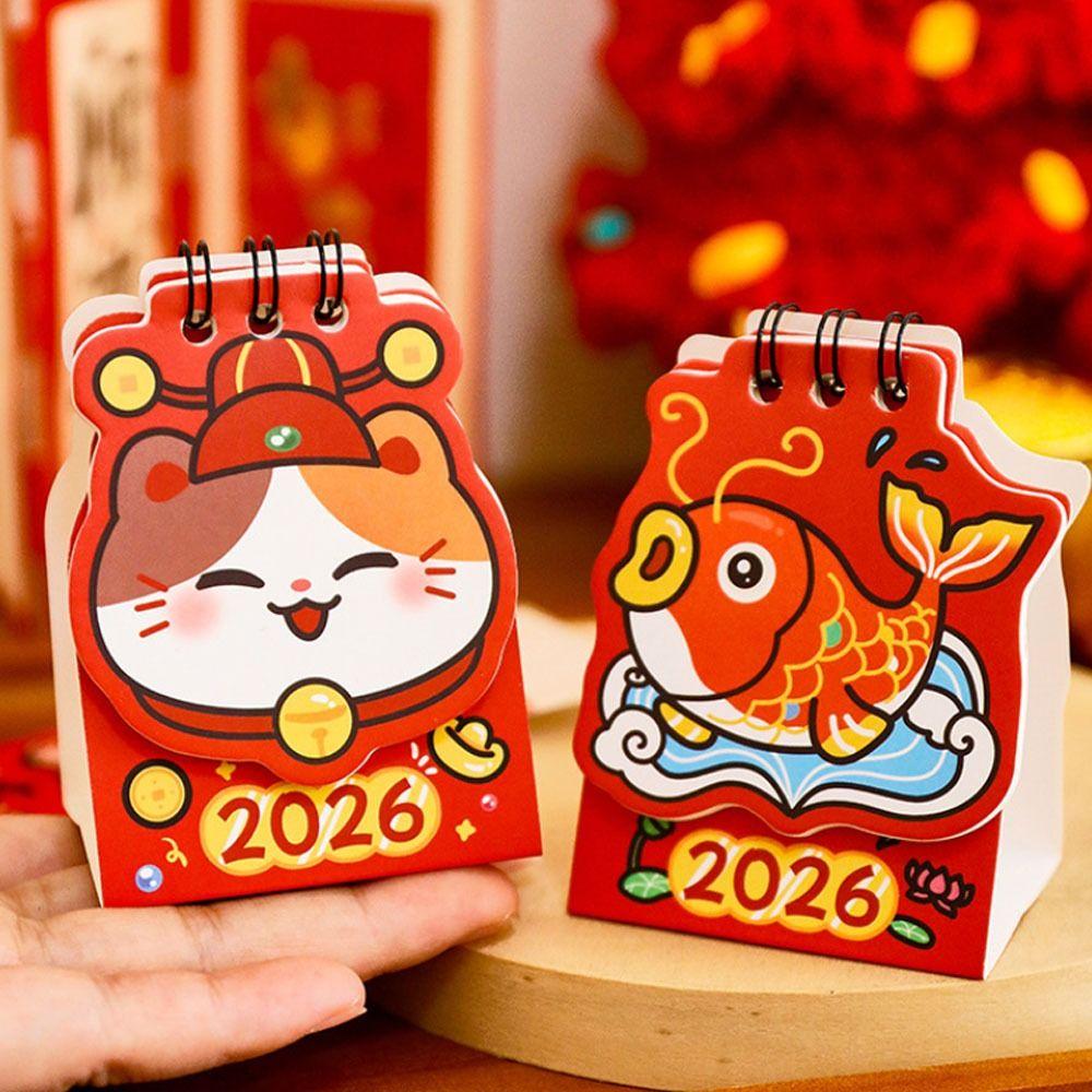 Red Mini Calendar Cartoon Schedule Planner Creative 2026 Coil Calendar  Office School Home