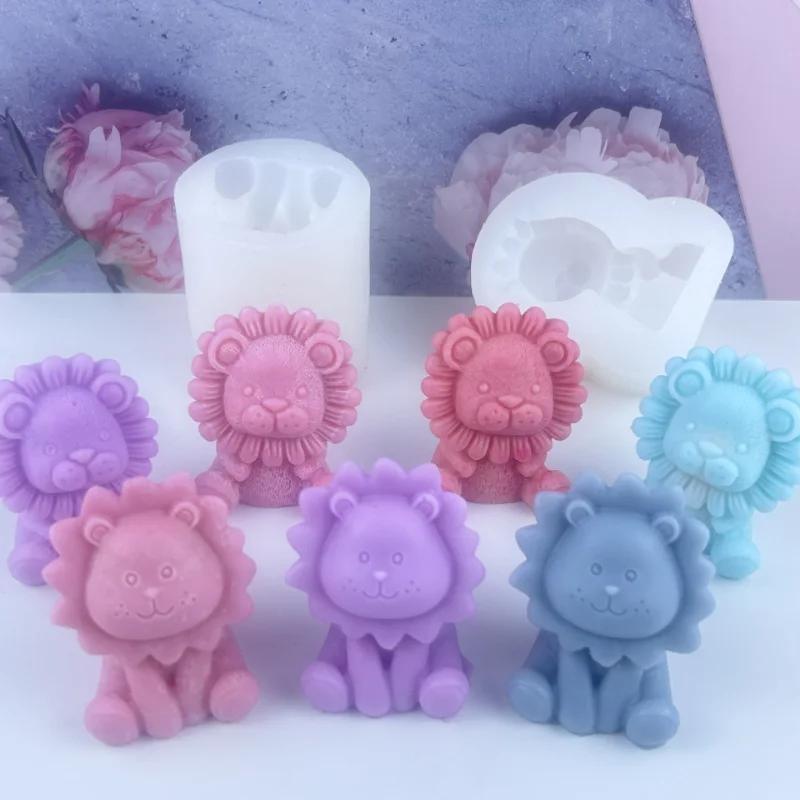 1pc Cute Lion Silicone Candle Mold Handmade Soap Aromatherapy Plaster Resin Making Kit DIY.