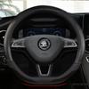 Carbon Faser Leder 38CM Auto Lenkrad Abdeckung für Skoda fabia 1 2 octavia 1 2 3 A3 A5 Yeti roomster superb Auto Zubehör