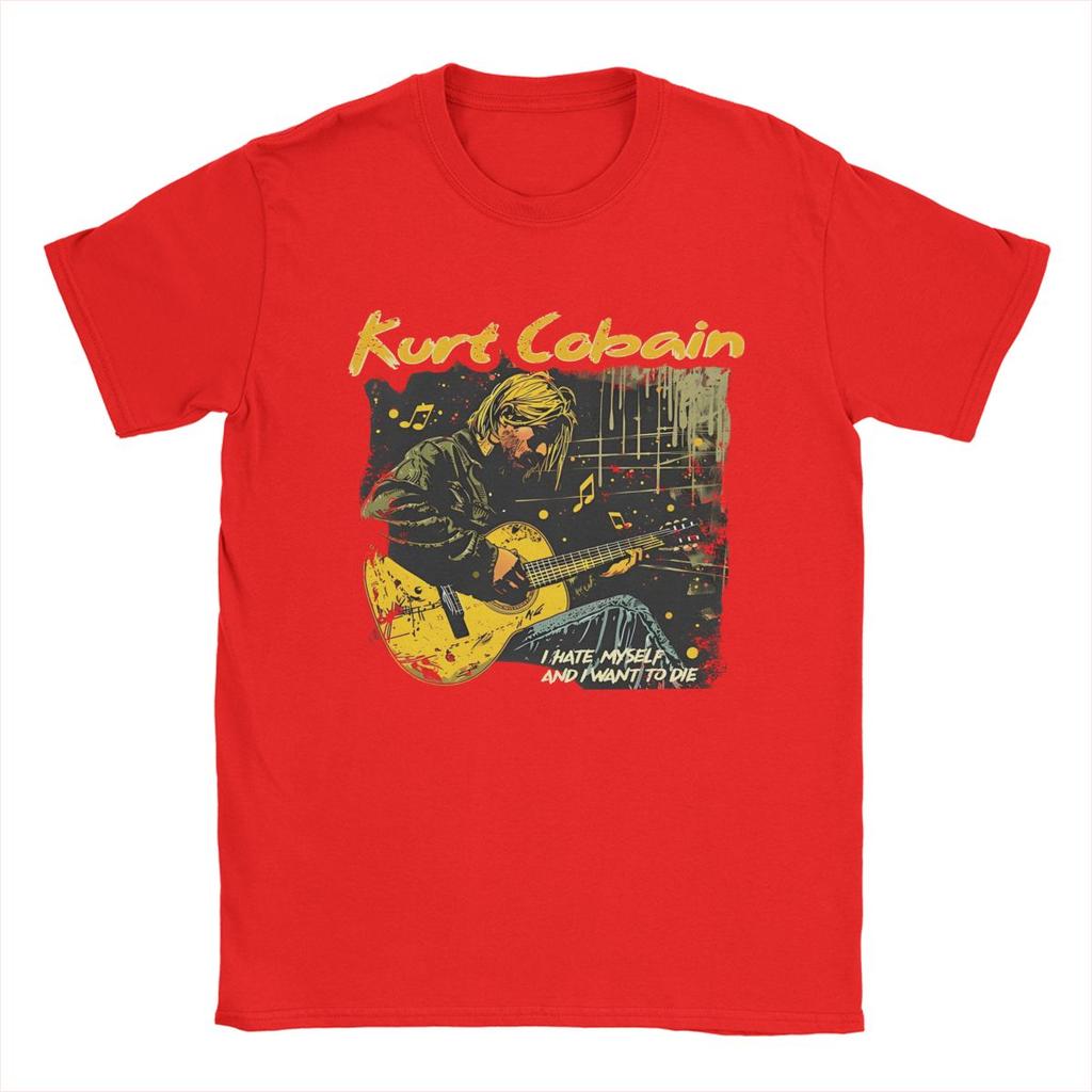 Casual Kurt Cobain T-shirts för män Rund hals Bomulls T-shirt Kortärmad T-shirt Unika toppar
