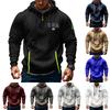 Moletom com capuz estampado masculino com zíper e bolso no braço Cardigan esportivo masculino tamanho grande com capuz casual