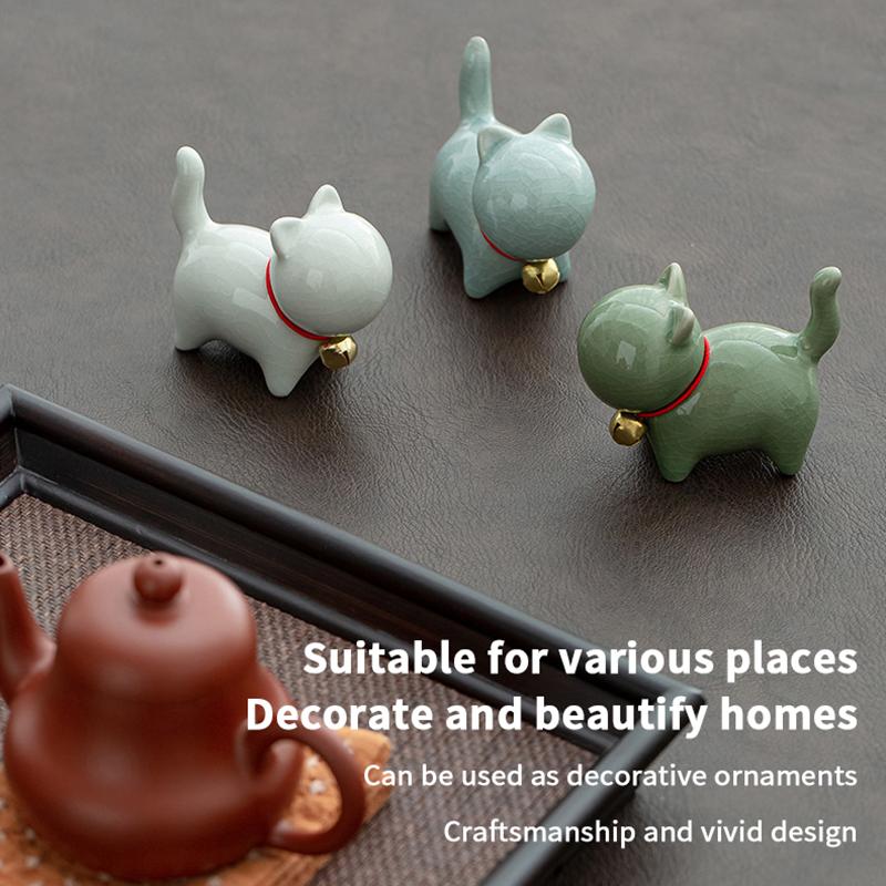 Kreative Keramik Niedliche Kätzchen Ornament Tier Mikro-Landschaft Tee-Haustier Zimmer Desktop Ornamente Teezubehör Tee-Spiel