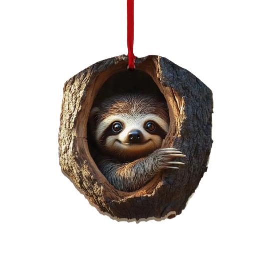Forest Animal Christmas Ornament 2D Acrylic Owl Raccoon Koala Squirrel Xmas Tree Hanging Decoration for Tree Home Party Decor