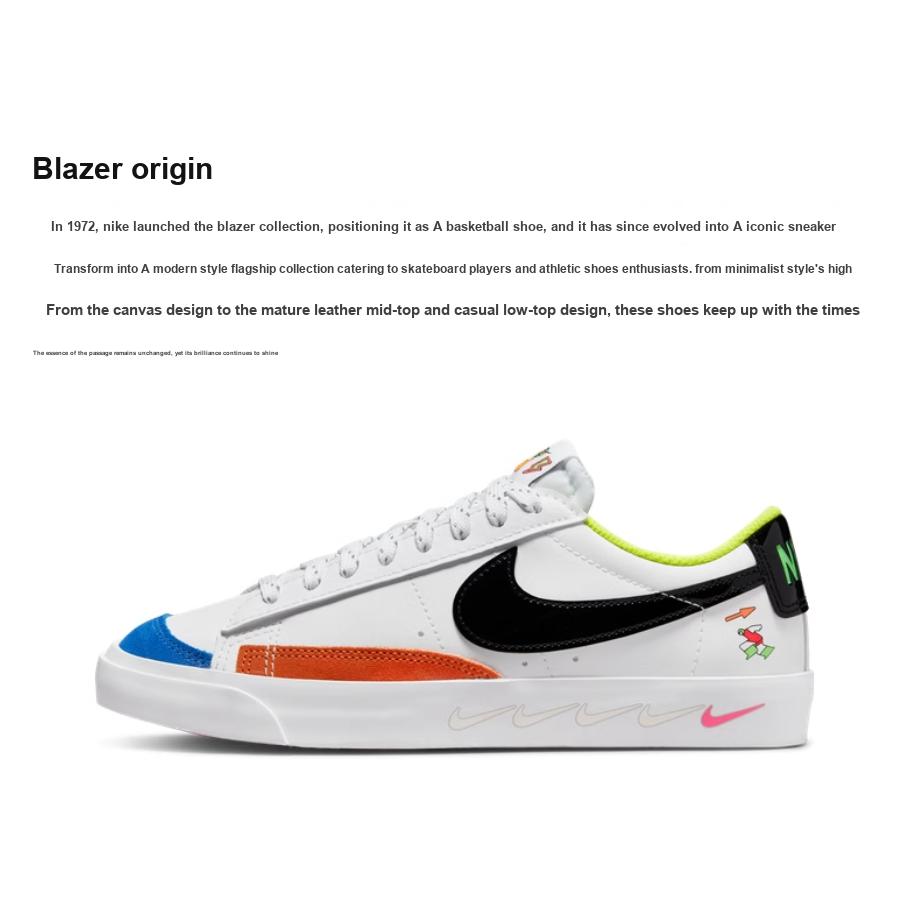 Nike Sneakers Blazer Low 77 GS Bianco Multi Bambini Nero Blu Segnale DV1747-101