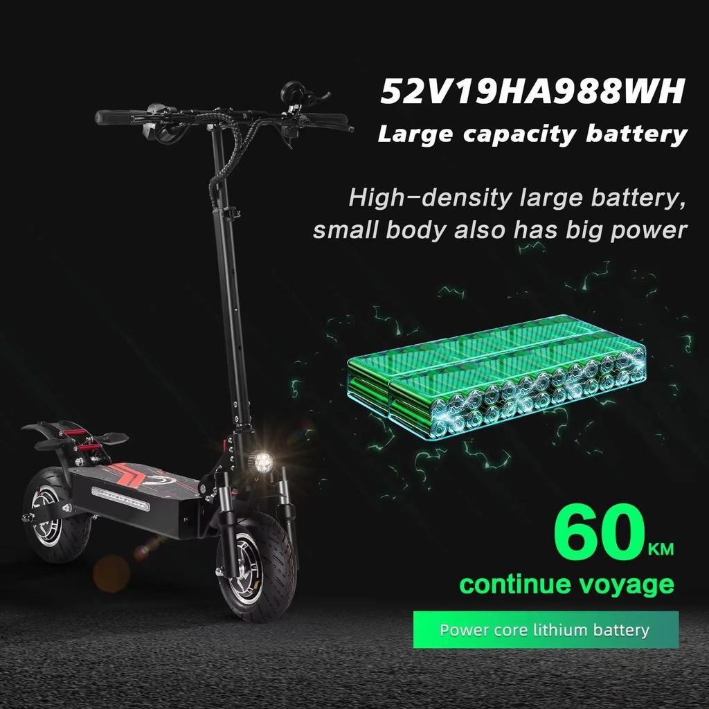 New E-scooter Q7Pro Escooter 3200W Dual Motor 52V19AH Battery Dual Drive 10 Inch Adult E-Scooter Silent Tire Foldable Electric Scooter