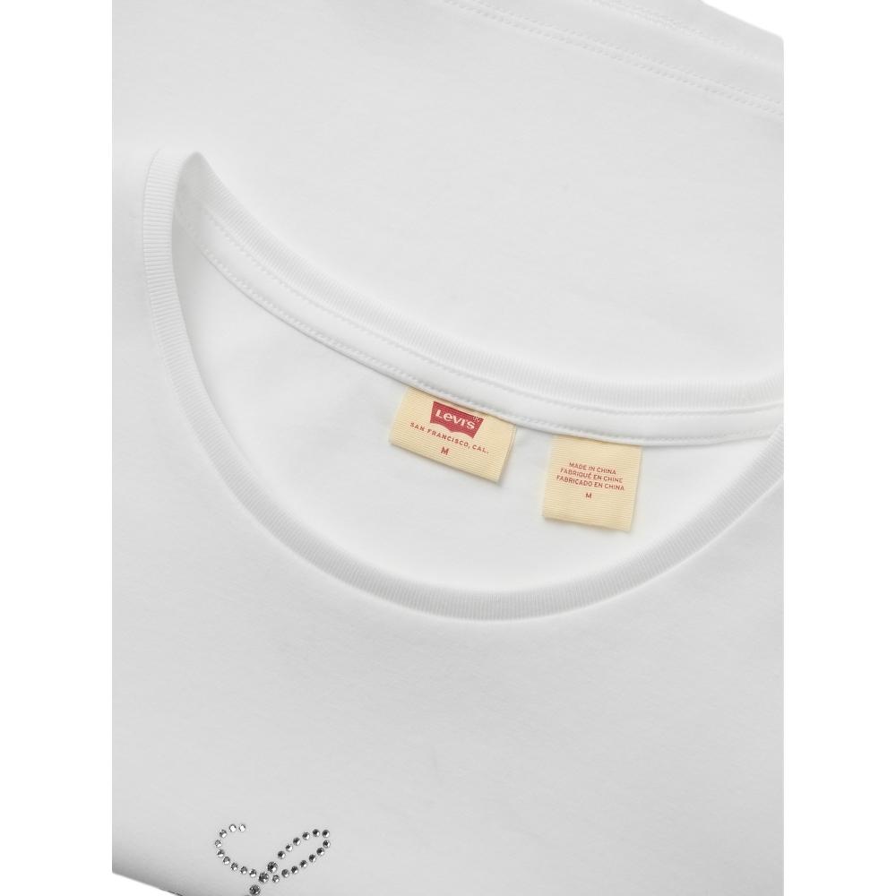 Levis Soft Comfortable Casual Ribbed Crew Neck Short Sleeve T-Shirt Women Tops White 003HQ-0000