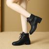 2025 New Boots Woman Retro Mid Heeled Short Boots with Lace Up Thick Heels with Low Heels Casual and Fashionable Ankle Boots