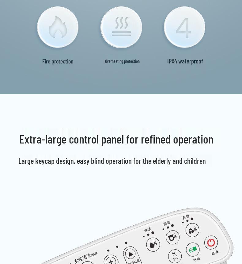 Waterproof Multi-Functional Smart Toilet Seat for Europe, America, Japan, Korea, Hotels & Homes