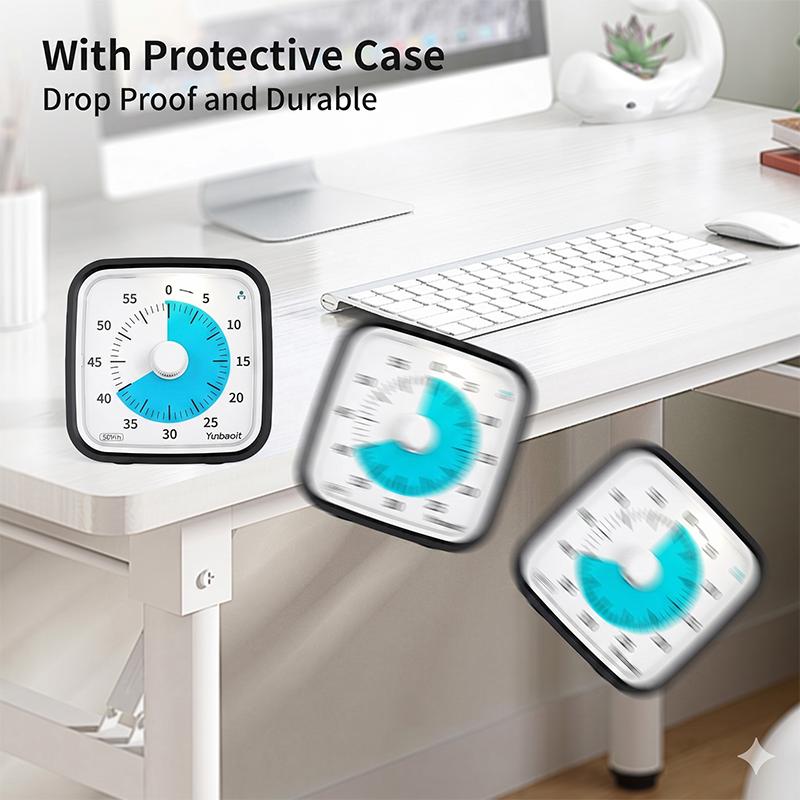 Yunbaoit 60-Minute Silent Clock Kids Study Timer Classroom Kitchen Office Portable Time Timer Google Countdown Visual Timer