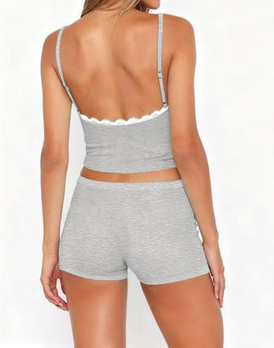 2026 Trendy European & American Women's Spaghetti Strap Sexy Two-Piece Shorts Set