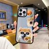 Painted cute puppy apple 16promax mobile phone case with mirror iPhone1 electroplated frame protective case