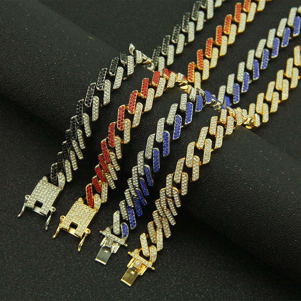 Accessories, set with colorful rhinestones Cuban exaggerated bracelet bracelet