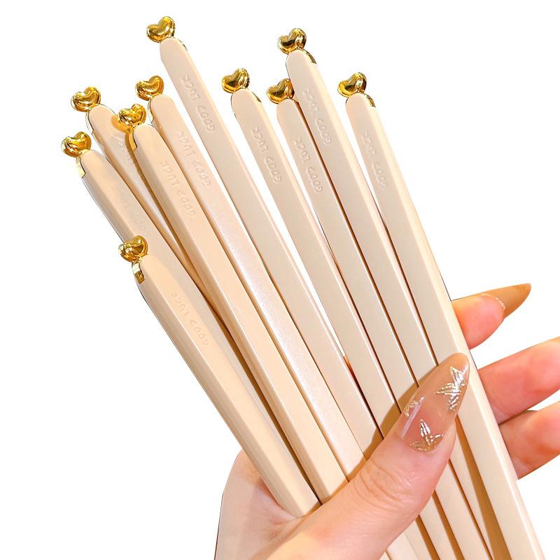 5 Pairs Colored Reusable Chopsticks, Fiberglass Chopsticks Set, Non-Slip, 25.5cm