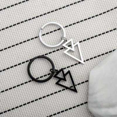 Overlapping Triangle Stainless Steel Keychain Geometric Minimalist Design Fashion Men's Car Pendant Practical Gift