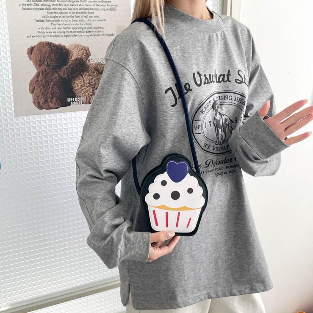 Cute Cartoon Shoulder Bag Cake Children's Purse Portable Cupcake Shape Crossbody Bag Travel
