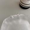 Metal Crossed Star Crystal Zircon Earrings for Women Girls Novel Geometric Four-Pointed Star Stud Earrings Party Jewelry