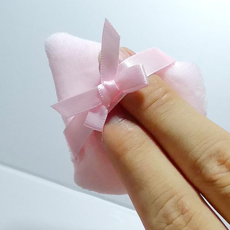 2Pcs/Set Bow Decoration Soft Face Powder Puff Triangle Makeup Puff Cosmetic Foundation Sponge Makeup Tool For Loose Powder Setting Puff