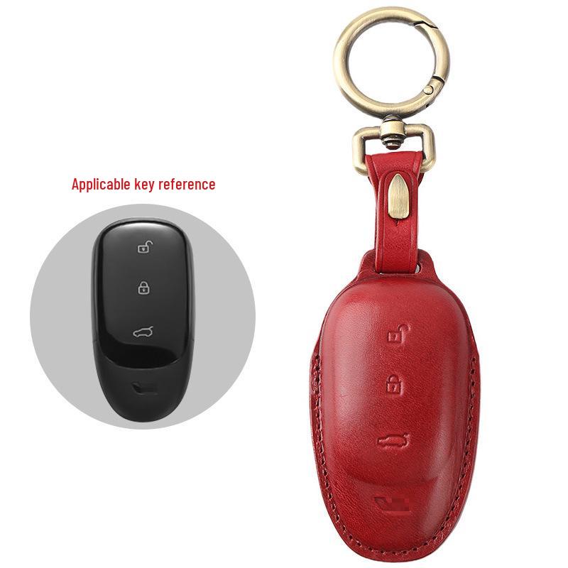 Premium Genuine Leather Key Case for Ideal ONE 2020 - Vintage Cowhide Car Key Bag with Personality