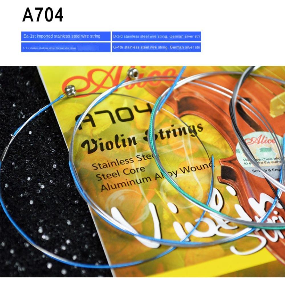 1 Set Steel-core Zinc Zinc Alloy A704 Violin Strings 4/4 3/4 1/2 1/4 1/8 Violin Strings Alice Strings  Concert