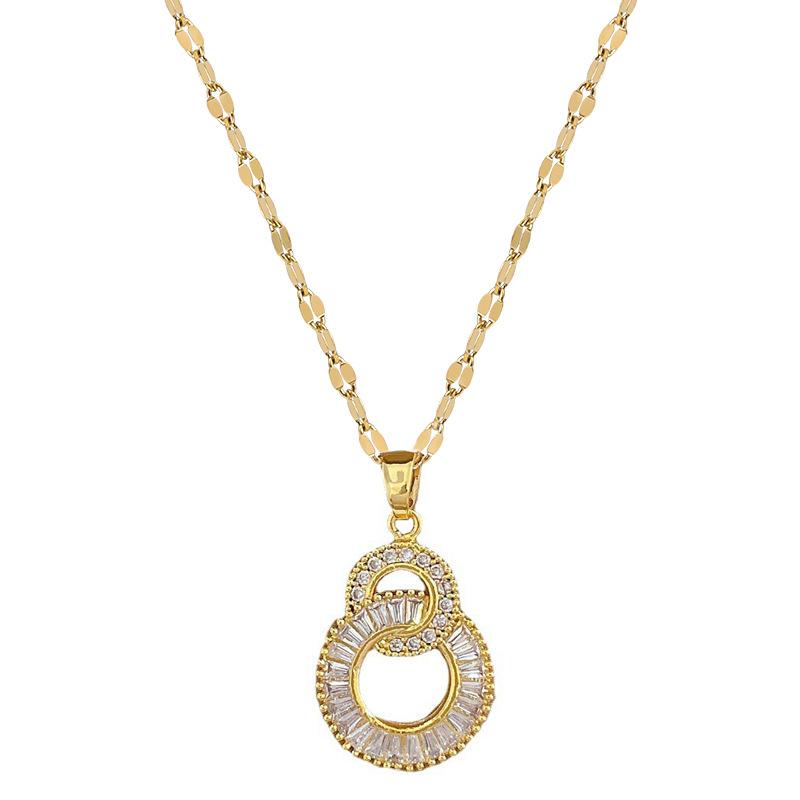 DIEYURO 316L Stainless Steel Crossover Circles Pendant Necklace For Women Girl New Luxury Choker Charm Chain Jewelry Gift Party