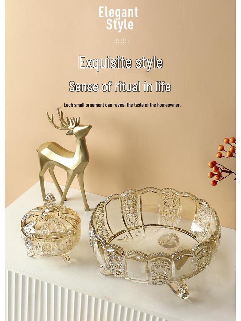 Luxury Crystal Three-Tier Fruit Bowl for Living Room