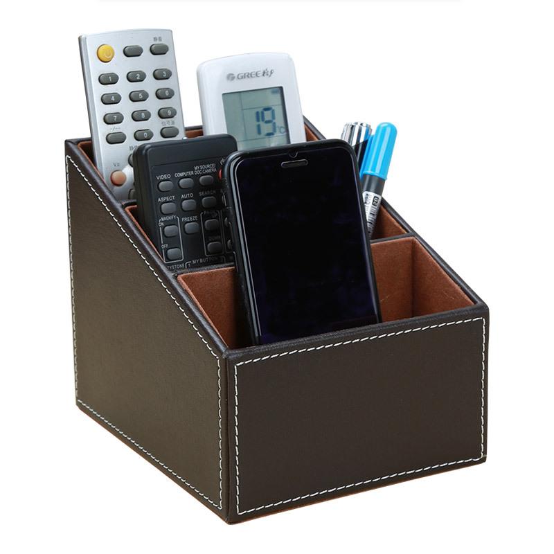 2025 1pcs Leather Remote Control  Organizer Phone Desktop Storage Box Organizer Box  Closet Organizer  Storage Box  Wooden Box