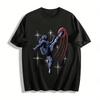 Astronaut Kicks Mars Graphic Print Casual T-Shirt Pure Cotton T-shirt