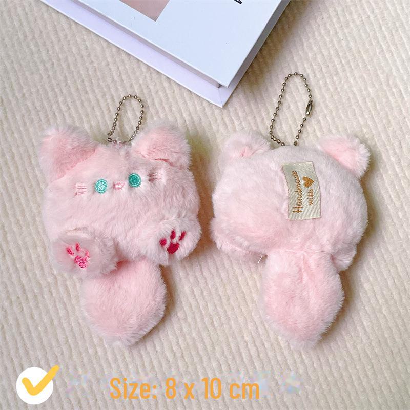 Cartoon Cat Plush Doll Brooch & Student Bag Charm