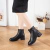 Chunky-heeled Shoes, Short Boots, New Women's Boots, Fashion Boots, Mid-heeled Women's Leather Boots