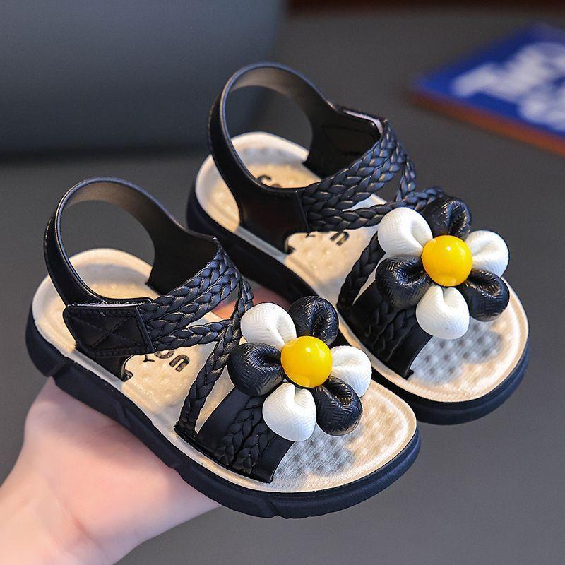 Children's Summer Sandals Princess Style Internet Celebrity Fashionable Stylish Non-Slip Soft Sole Beach Sandals for Little Girls