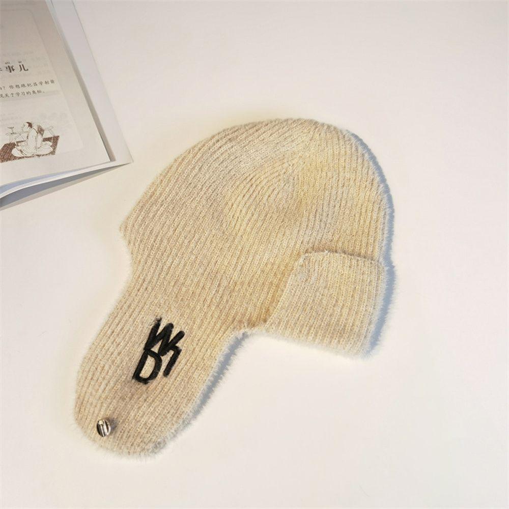 

Кепки Ветрозащитные Вязаные С Буквой Шапки С Наушниками Женские Шляпы Корейские Шапки-Бини Шляпы Шляпа С Наушниками бежевый