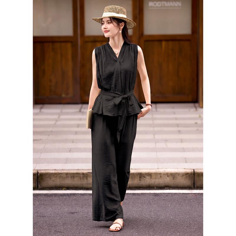 TERRE BLEUE Women's Sleeveless Top & Wide-Leg Pants Set