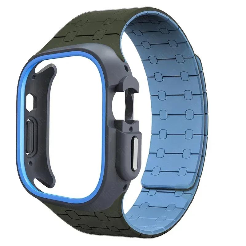 TPU Case+Silicone Strap for Apple Watch Band Ultra 2 49mm 45mm 44mm 41mm Protective Case Bracelet for Iwatch Series 9 8 7 6 5 4
