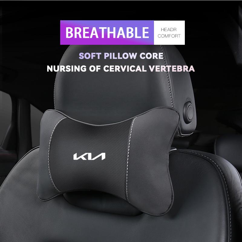 1Pcs Car Seat Headrest Auto Logo Neck Pillow For Kia Morning Picanto Rio XCeed Soul Cerato Venga b54 Cadenza K9 Seltos Telluride Nir