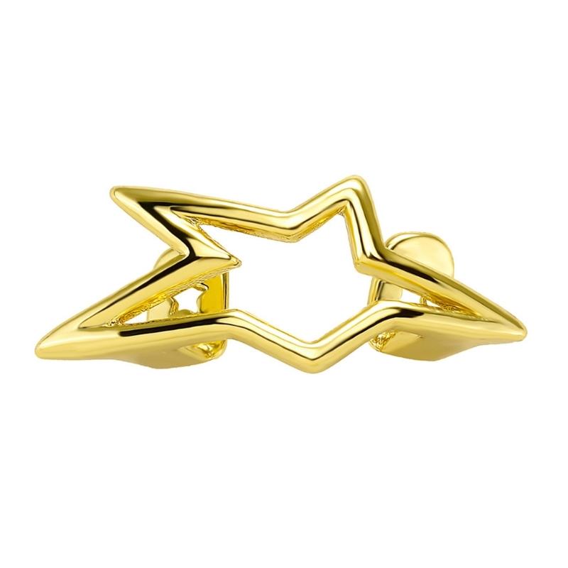 

Unique Five Point Star Hollow Out Hip Hop Grillzs Tooth Jewelry Smooth Copper Dental Accessory for Parties Costume