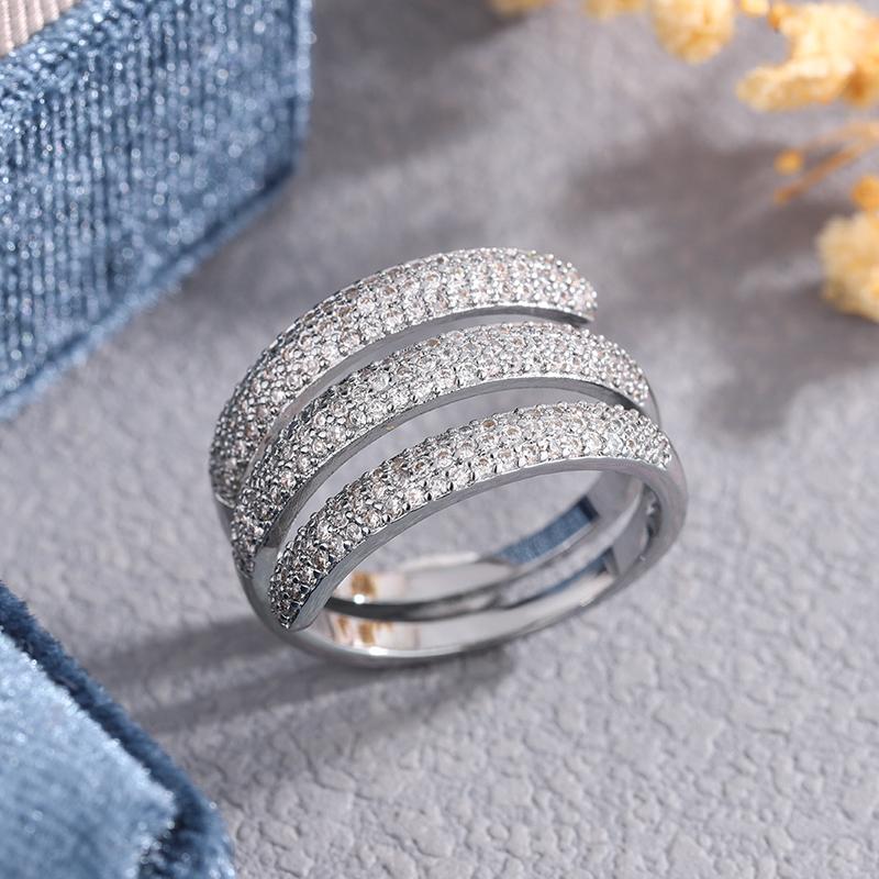 

Elegant Multi-Layer Full CZ Diamond Ring for Women-925 Silver Stackable Statement Ring Party Jewelry Gift 6