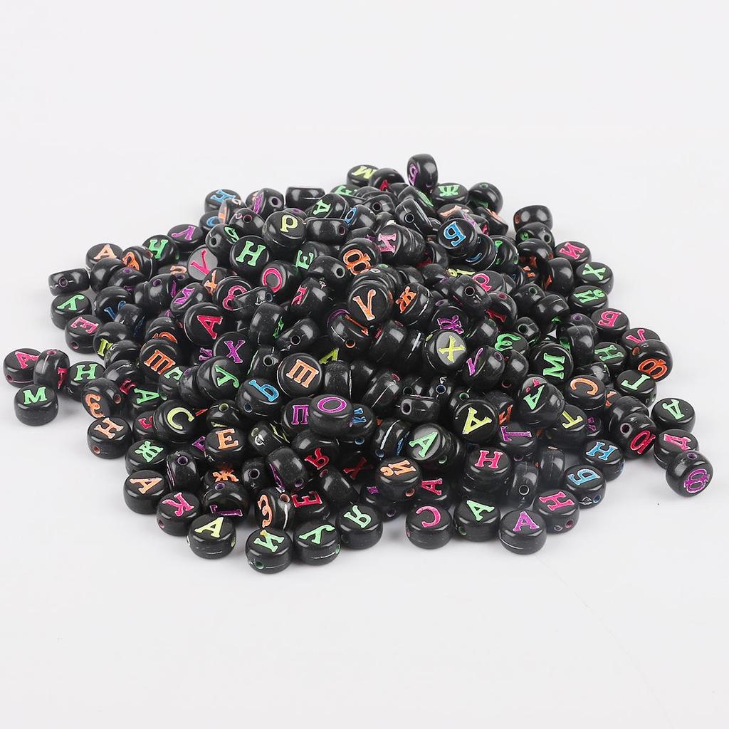 100 ks smíšených ruských písmen akrylových čtvercových plochých korálků pro výrobu šperků z náramků a náhrdelníků