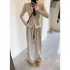 Stylish Women's Faux Two-Piece Suit with Slimming Plus Size Wide Leg Pants for Spring/Autumn