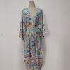 Womens Cotton Beach Cover Up Dress With Floral Print Lightweight Kimono Style Swimwear Overlay