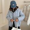 Down jacket women's short winter new hooded loose casual retro trendy brand contrasting color outdoor warm jacket