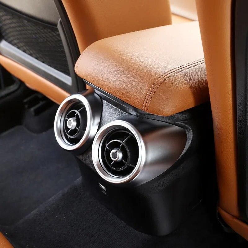 ABS Carbon Fiber For Alfa Romeo Giulia 2017- Car Rear Row Air Conditioning Vent Outlet Cover Trim Auto Interior Accessories