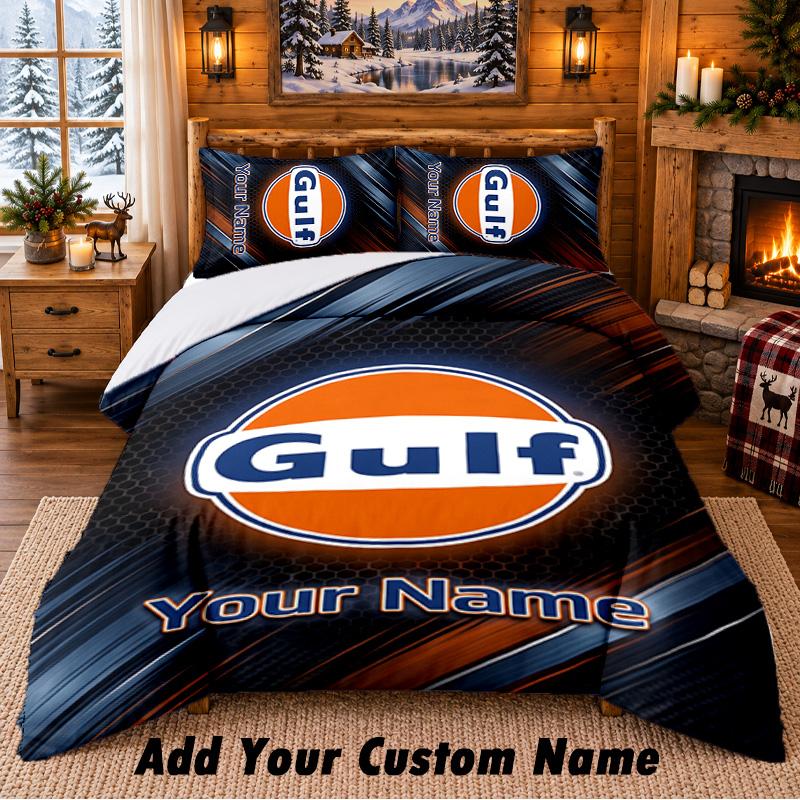 Gulf Pattern Bedding 3Pcs Set Custom Name, Bed Sheet And Pillowcases For Home Bedroom