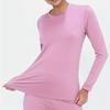 Autumn and Winte Women's Fleece-Lined Thermal Underwear Slim-Fit Base Layer Top