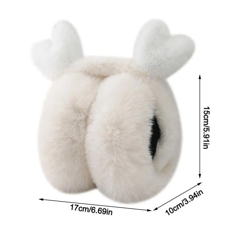 1Pc Folding Earmuffs Winter Ear Warmers Warm Windproof Cute Animal Ear Design Plush Earmuffs Faux Fur Ear Protection