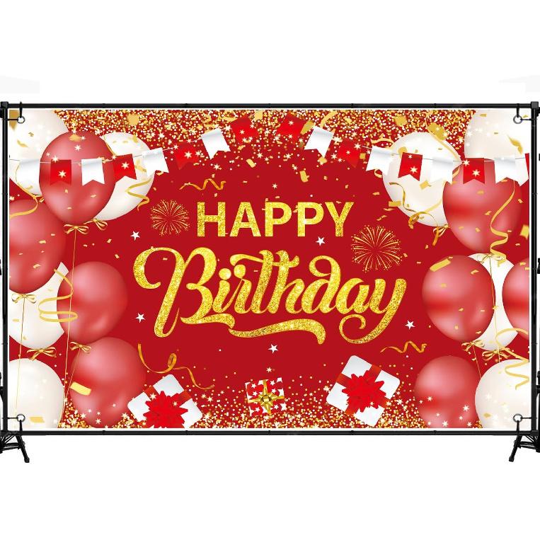 Purple Silver Happy Birthday Backdrop Banner, 6x3.6ft Purple Silver Backdrop Sign, Birthday Party Supplies Photo Background for Children Men Women.