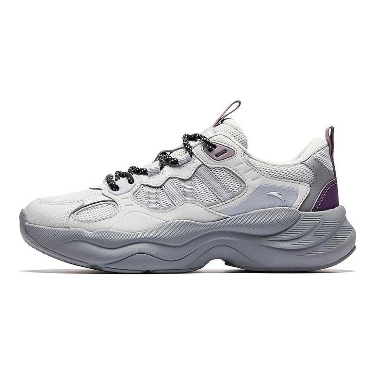 Anta Cushioning, Wear Resistant Low top Chunky Sneakers Women's Gray Silver Purple 122548840-5