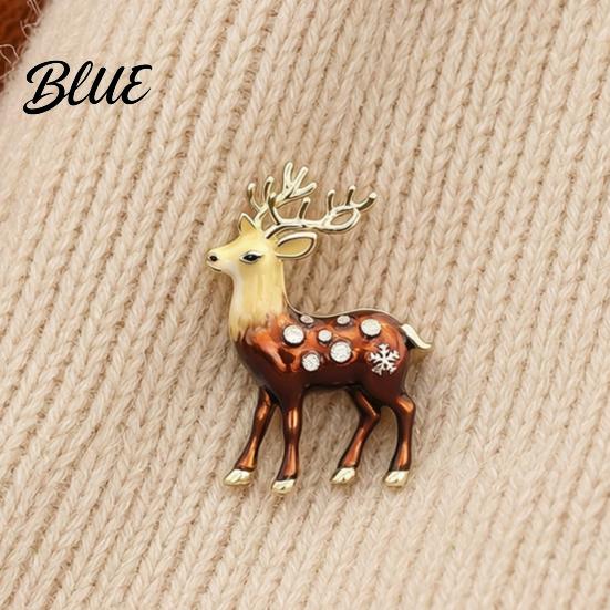 Elk Lapel Pin Christmas Reindeer Brooch Pin Rhinestone Sweater Alloy Cardigan Coat Suits Accessories Jewelry Gift for Xmas