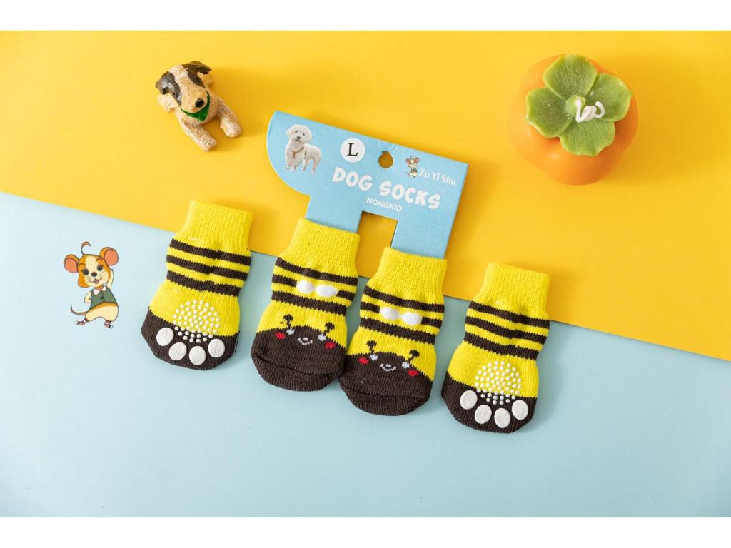 Four Seasons High-Quality Non-Slip Pet Socks for Small Dogs - Cotton Foot Covers for Teddy Dogs