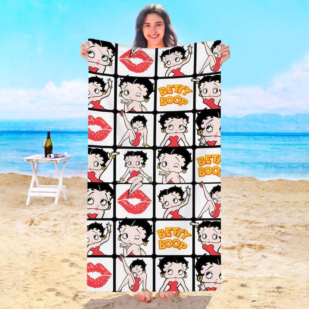 Cute Girls B-Bettys Boops Beach Towel Sauna Swimming Pool Bath Towels Bathroom For Home Playa Travel Spa Baby Microfiber Gym Sea
