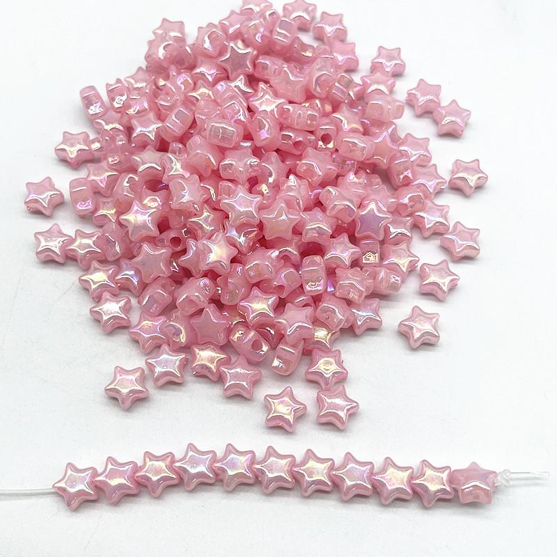 50pcs 10mm AB Colourful Five-pointed Star Acrylic Loose Spacer Beads for Jewelry Making DIY Handmade Bracelets Accessories